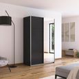 Rauch Quadra 136cm 2 Door Sliding Wardrobe with Mirror - Metallic Dark Grey