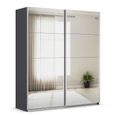 Rauch Quadra 181cm 2 Door Sliding Mirrored Wardrobe - Metallic Dark Grey
