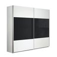 Quadra Sliding Wardrobe - 181cm - 2 Door - Alpine White & Basalt Glass