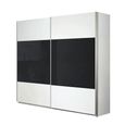 Quadra Sliding Wardrobe - 181cm - 2 Door - Alpine White & Basalt Glass