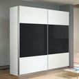 Quadra Sliding Wardrobe - 181cm - 2 Door - Alpine White & Basalt Glass