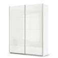 Quadra Sliding Wardrobe - 181cm - 2 Door - Alpine White & High Gloss White