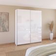 Quadra Sliding Wardrobe - 181cm - 2 Door - Alpine White & High Gloss White