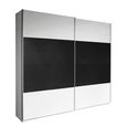Quadra Sliding Wardrobe - 181cm - 2 Door - Alpine White & Metallic Dark Grey