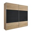 Quadra Sliding Wardrobe - 181cm - 2 Door - Sonoma Oak & Basalt Glass