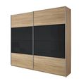Quadra Sliding Wardrobe - 181cm - 2 Door - Sonoma Oak & Basalt Glass