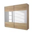 Quadra Sliding Wardrobe - 181cm - 2 Door - Sonoma Oak & Champagne Glass
