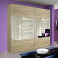 Quadra Sliding Wardrobe - 181cm - 2 Door - Sonoma Oak & Champagne Glass