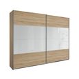 Quadra Sliding Wardrobe - 181cm - 2 Door - Sonoma Oak & White Glass