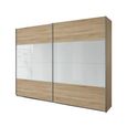 Quadra Sliding Wardrobe - 181cm - 2 Door - Sonoma Oak & White Glass