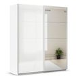 Rauch Quadra 181cm 2 Door Sliding Wardrobe with Mirror - Alpine White and High Gloss White