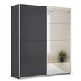 Rauch Quadra 181cm 2 Door Sliding Wardrobe with Mirror - Metallic Dark Grey