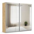 Rauch Quadra 226cm 2 Door Sliding Mirrored Wardrobe with Extras - Artisan Oak