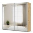 Rauch Quadra 226cm 2 Door Sliding Mirrored Wardrobe with Extras - Artisan Oak