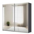 Rauch Quadra 226cm 2 Door Sliding Mirrored Wardrobe with Extras - Metallic Dark Grey