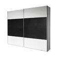 Quadra Sliding Wardrobe - 226cm - 2 Door - Alpine White & Metallic Dark Grey