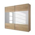 Quadra Sliding Wardrobe - 226cm - 2 Door - Sonoma Oak & Champagne Glass