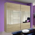 Quadra Sliding Wardrobe - 226cm - 2 Door - Sonoma Oak & Champagne Glass