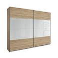 Quadra Sliding Wardrobe - 226cm - 2 Door - Sonoma Oak & White Glass