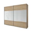 Quadra Sliding Wardrobe - 226cm - 2 Door - Sonoma Oak & White Glass