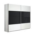 Quadra Sliding Wardrobe - 226cm - 2 Door - with Extras - Alpine White & Basalt Glass