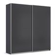Quadra Sliding Wardrobe - 226cm - 2 Door - with Extras - Metallic Dark Grey