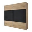 Quadra Sliding Wardrobe - 226cm - 2 Door - with Extras - Sonoma Oak & Basalt Glass
