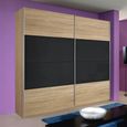Quadra Sliding Wardrobe - 226cm - 2 Door - with Extras - Sonoma Oak & Basalt Glass