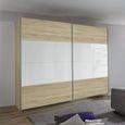 Quadra Sliding Wardrobe - 226cm - 2 Door - with Extras - Sonoma Oak & White Glass