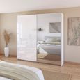 Rauch Quadra 226cm 2 Door Sliding Wardrobe with Mirror - Alpine White and High Gloss White