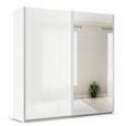 Rauch Quadra 226cm 2 Door Sliding Wardrobe with Mirror and Extras - Alpine White and High Gloss White