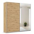 Rauch Quadra 226cm 2 Door Sliding Wardrobe with Mirror and Extras - Artisan Oak
