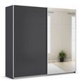 Rauch Quadra 226cm 2 Door Sliding Wardrobe with Mirror and Extras - Metallic Dark Grey