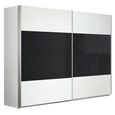 Quadra Sliding Wardrobe - 271cm - 2 Door - Alpine White & Basalt Glass