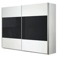 Quadra Sliding Wardrobe - 271cm - 2 Door - Alpine White & Basalt Glass