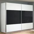 Quadra Sliding Wardrobe - 271cm - 2 Door - Alpine White & Basalt Glass