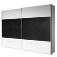 Quadra Sliding Wardrobe - 271cm - 2 Door - Alpine White & Metallic Dark Grey