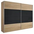 Quadra Sliding Wardrobe - 271cm - 2 Door - Sonoma Oak & Basalt Glass