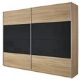 Quadra Sliding Wardrobe - 271cm - 2 Door - Sonoma Oak & Basalt Glass