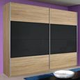 Quadra Sliding Wardrobe - 271cm - 2 Door - Sonoma Oak & Basalt Glass