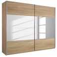 Quadra Sliding Wardrobe - 271cm - 2 Door - Sonoma Oak & Champagne Glass