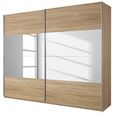 Quadra Sliding Wardrobe - 271cm - 2 Door - Sonoma Oak & Champagne Glass