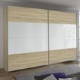 Quadra Sliding Wardrobe - 271cm - 2 Door - Sonoma Oak & White Glass