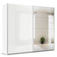 Quadra Sliding Wardrobe - 271cm - 2 Door - Mirror - Alpine White & High Gloss White