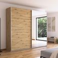 Quadra Sliding Wardrobe - 271cm - 2 Door - Mirror - Artisan Oak