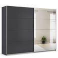 Quadra Sliding Wardrobe - 271cm - 2 Door - Mirror - Metallic Dark Grey