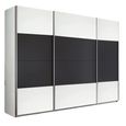 Quadra Sliding Wardrobe - 315cm - 3 Door - Alpine White & Metallic Dark Grey