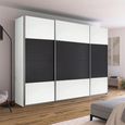Quadra Sliding Wardrobe - 315cm - 3 Door - Alpine White & Metallic Dark Grey