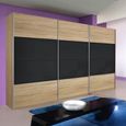 Quadra Sliding Wardrobe - 315cm - 3 Door - Sonoma Oak & Basalt Glass