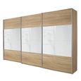 Quadra Sliding Wardrobe - 315cm - 3 Door - Sonoma Oak & White Glass